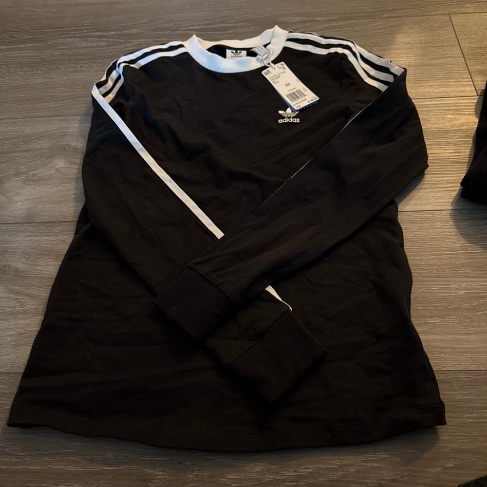 Adidas Black Tee with White Accents